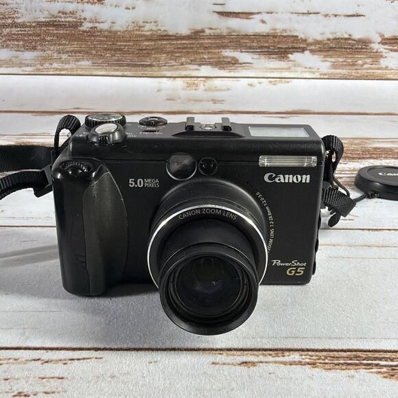 Canon Other - Canon PowerShot G5 5.0MP Digital Camera Black - For Parts Black Screen